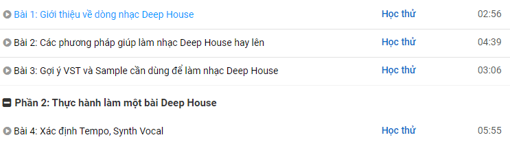 khóa học làm nhạc deep house học thử